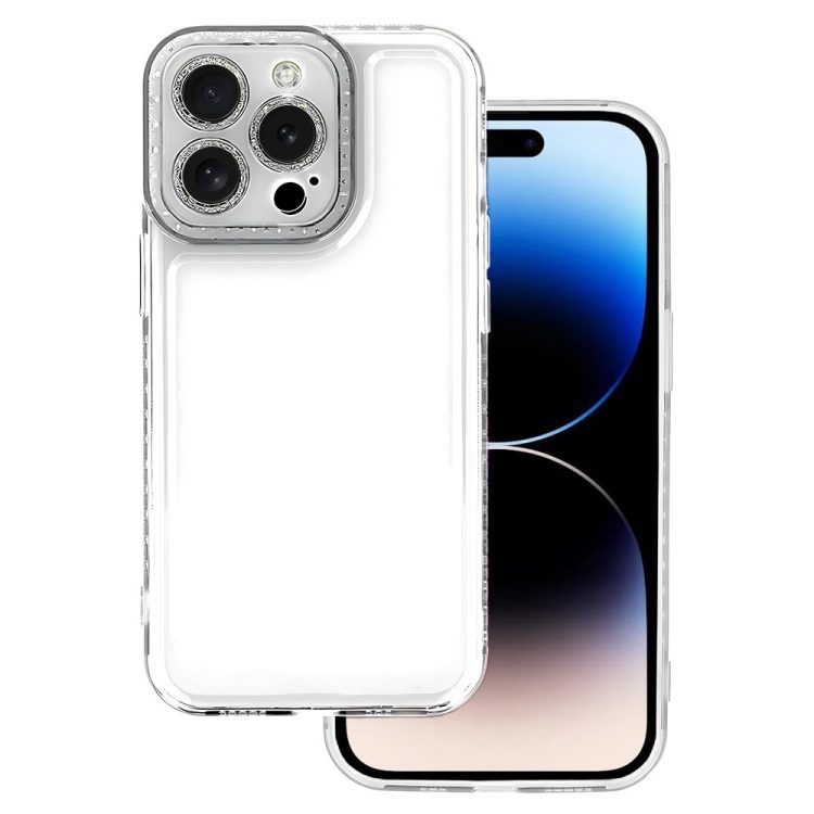 etui do iphone 14 pro crystal space kryształowa struktura, osłona na aparat, przeźroczyste