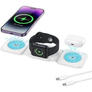 Ładowarka bezprzewodowa indukcyjna 3w1 15w iphone, apple watch, airpods, biała
