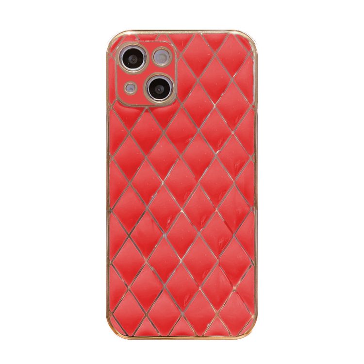 etui do iphone 13 czerwone węglowe ze złotym poszyciem w diamenty