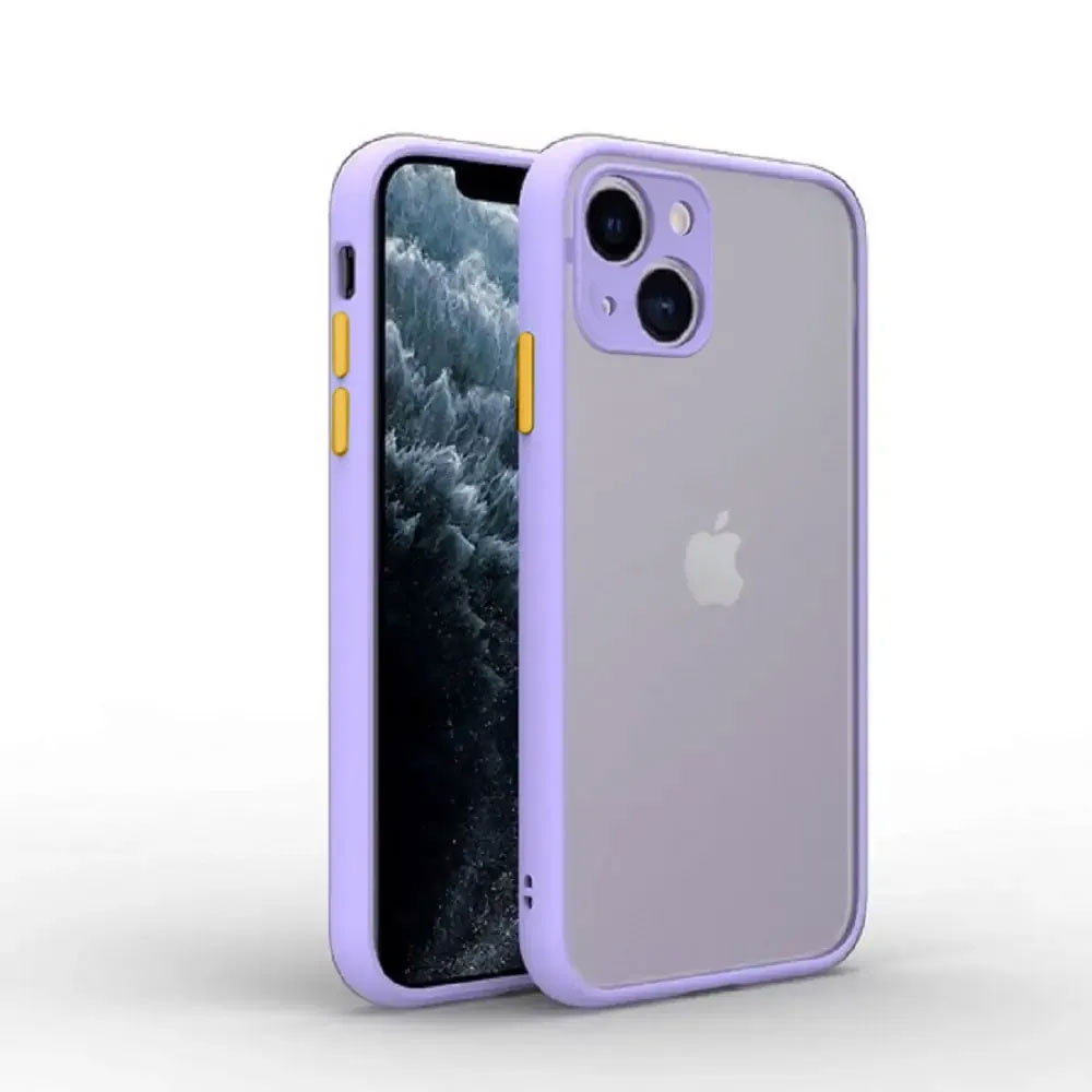 Etui do iPhone 14 półprzeźroczyste matowe z ochroną aparatu, liliowe fioletowe