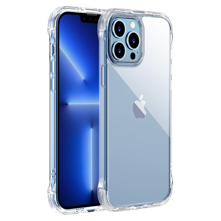 Etui do iPhone 13 Pro przeźroczyste, pancerne, z haczykami, podstawką, szklany tył