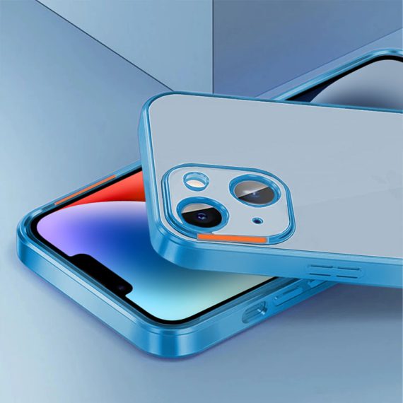 etui do iphone 14 premium blue magsafe z osłoną kamery, niebieskie