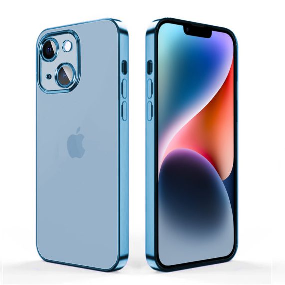 etui do iphone 14 premium blue magsafe z osłoną kamery, niebieskie
