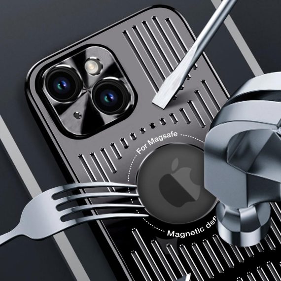 etui do iphone 14 metal defender magsafe z osłoną aparatu, metalowe, głęboka czerń