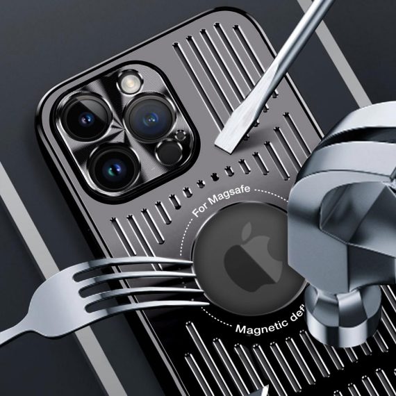 etui do iphone 14 pro metal defender magsafe z osłoną aparatu, metalowe, głęboka czerń