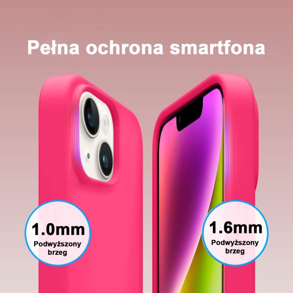 etui do iphone 14 silikonowe z mikrofibrą soft touch, różowe