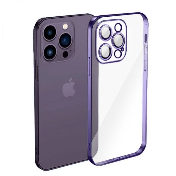 etui do iphone 14 pro max premium protect full cover z osłoną kamery i obiektywów 9h, szklany tył, purpurowy