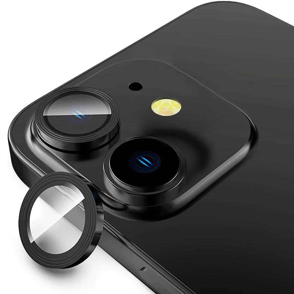Metalowa osłona obiektywów szkło na aparat iPhone 12 czarna