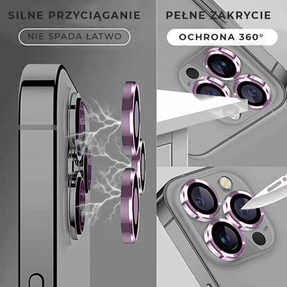 metalowa osłona obiektywów szkło na aparat iphone 12 pro fiolet