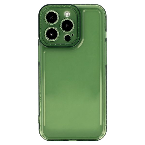 etui do iphone 13 pro crystal space kryształowa struktura, osłona na aparat, półprzeźroczyste zielone