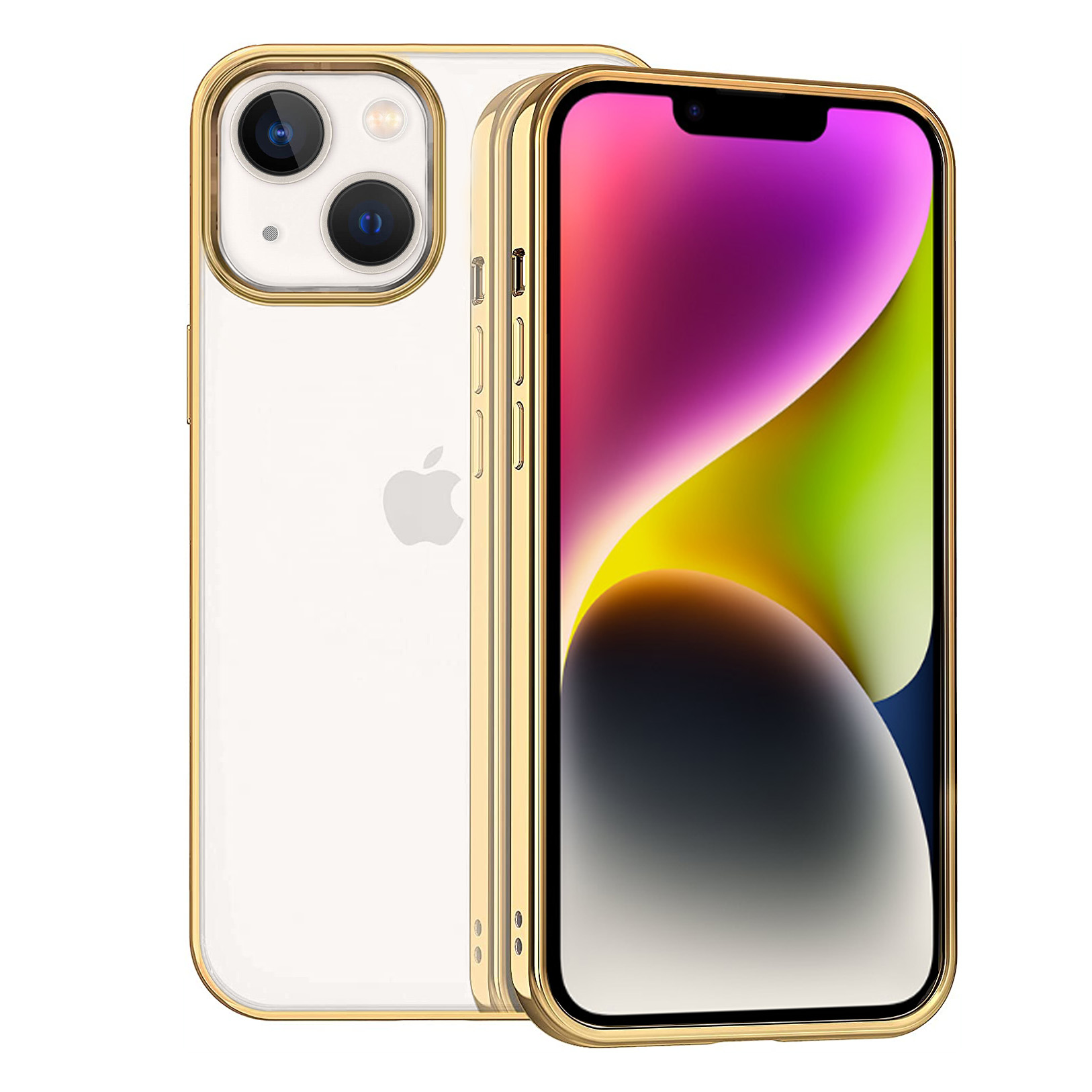 Etui do iPhone 14 JETech Simple Metallic gold przeźroczyste z ramką w kolorze złota
