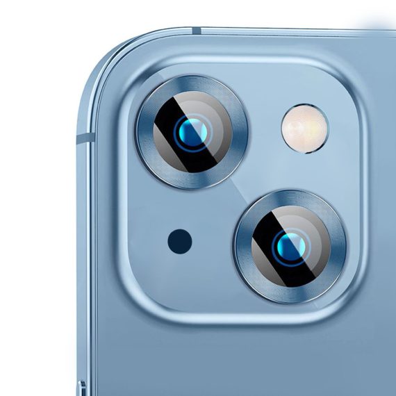 metalowa osłona obiektywów szkło na aparat iphone 14 plus, niebieskie