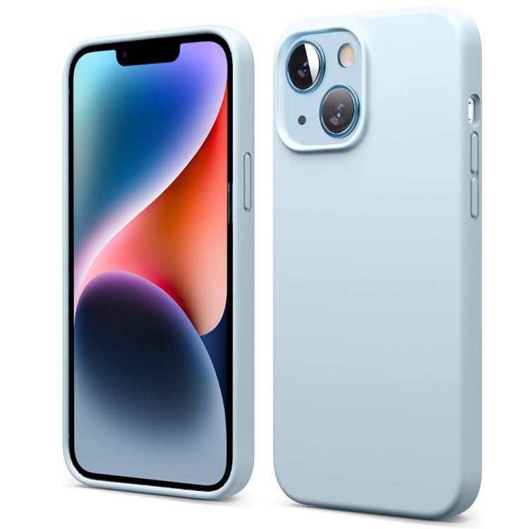 etui do iphone 14 silikonowe z mikrofibrą soft touch, błekitny
