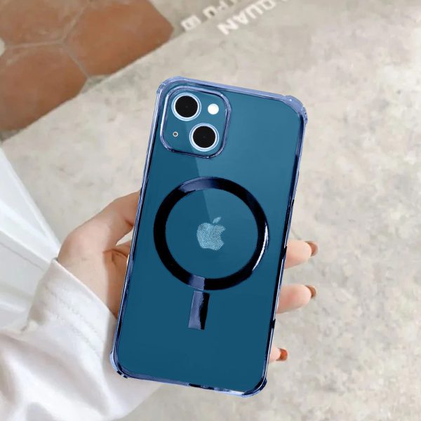 etui do iphone 13 magsafe protect transparentne ochrona kamery, niebieskie