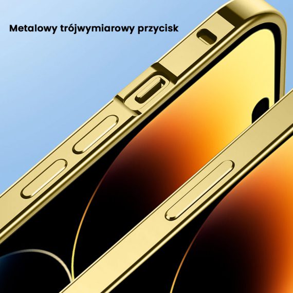 etui do iphone 14 pro magsafe metalic gold frame oryginal matowe, złota ramka, ochrona aparatu
