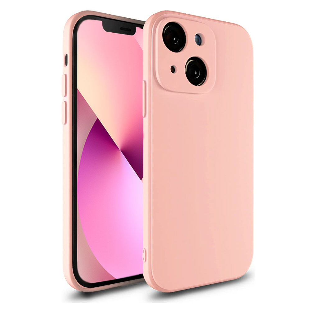 etui do iphone 13 pro silikonowe z mikrofibrą premium soft touch z ochroną na aparat, różowy