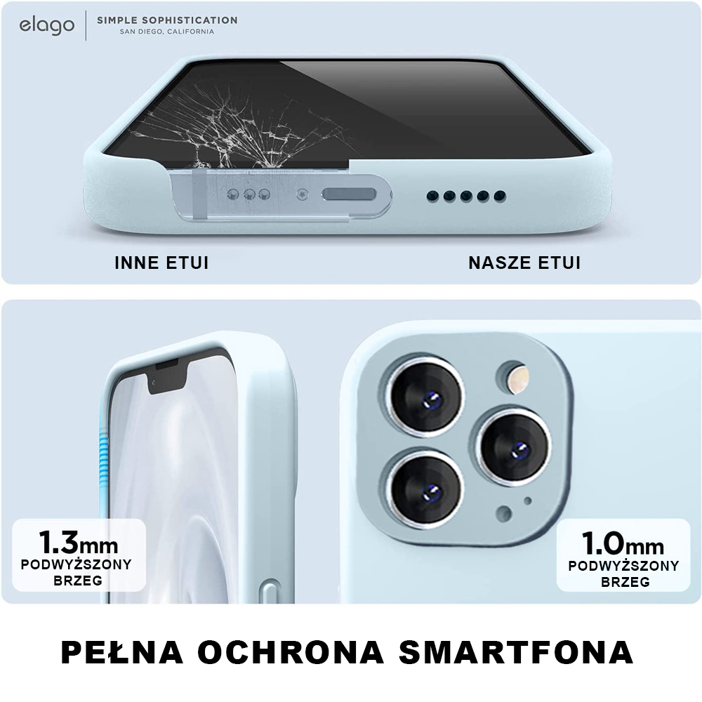 etui do iphone 13 pro silikonowe z mikrofibrą premium soft touch,górski błękit