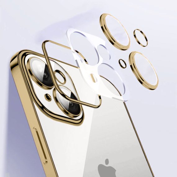 etui do iphone 13 premium protect full cover z osłoną kamery i obiektywów 9h, głęboka purpura