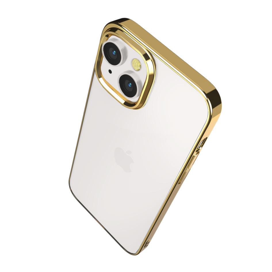 etui do iphone 13 jetech simple metallic gold przeźroczyste z ramką w kolorze złota