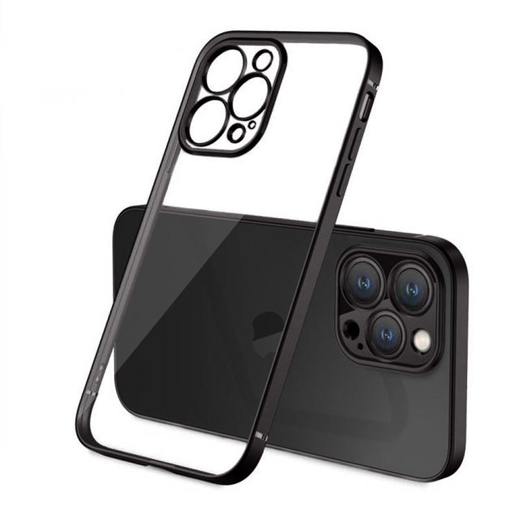 etui do iphone 14 pro max jetech simple metallic graphite przeźroczyste z ramką w kolorze czarnym grafitowym