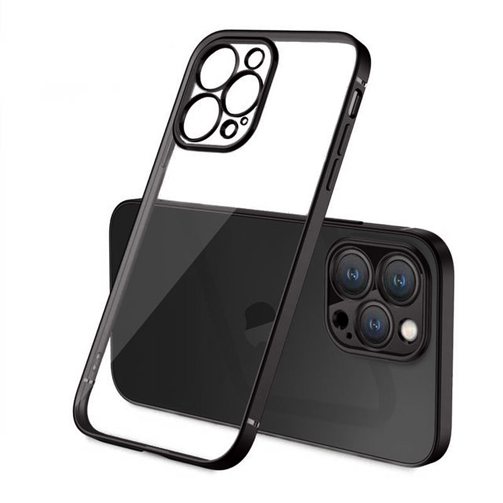 Etui do iPhone 15 Pro Max slim black z osłoną kamery, czarne grafitowe