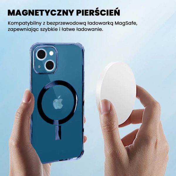 etui do iphone 13 magsafe protect transparentne ochrona kamery, niebieskie
