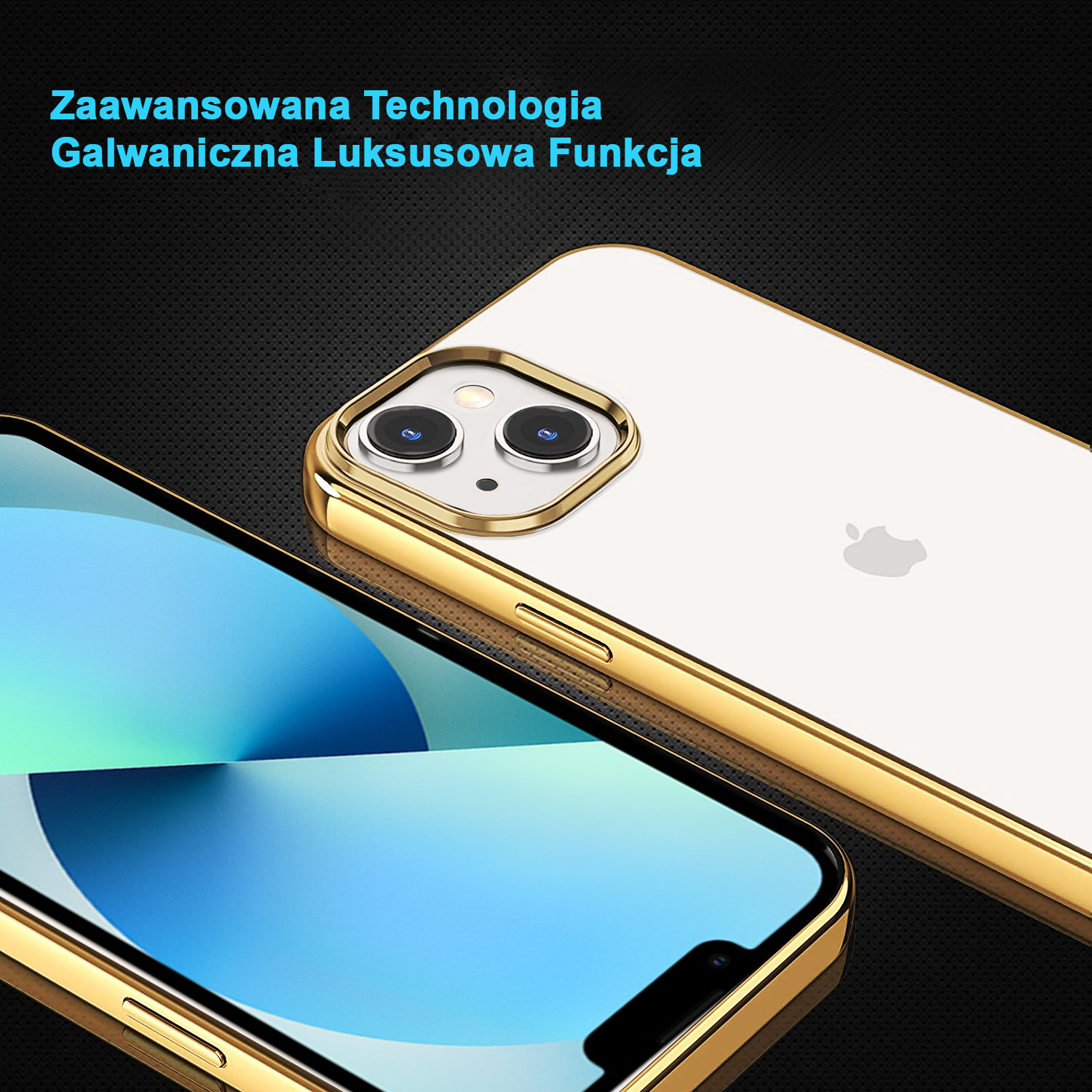 etui do iphone 13 jetech simple metallic gold przeźroczyste z ramką w kolorze złota