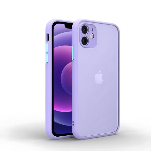 etui do iphone 12 mini półprzeźroczyste matowe z ochroną aparatu, fioletowe