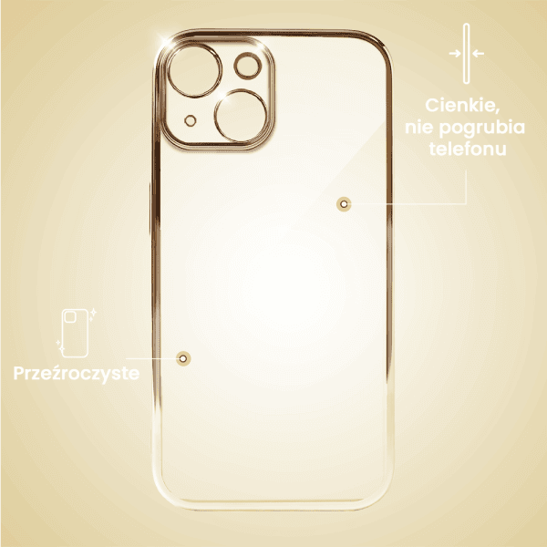 etui do iphone 13 mini slim golden z osłoną kamery, złote
