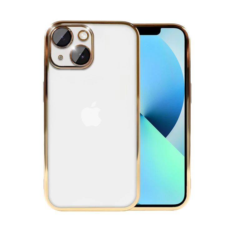 etui do iphone 13 slim protect full cover z osłoną kamery i obiektywów 9h, złote