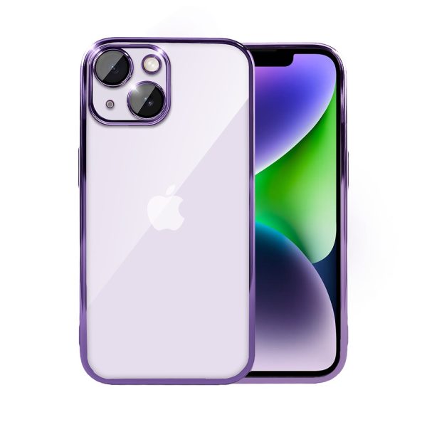 etui do iphone 14 premium protect full cover z osłoną kamery i obiektywów 9h, fioletowe