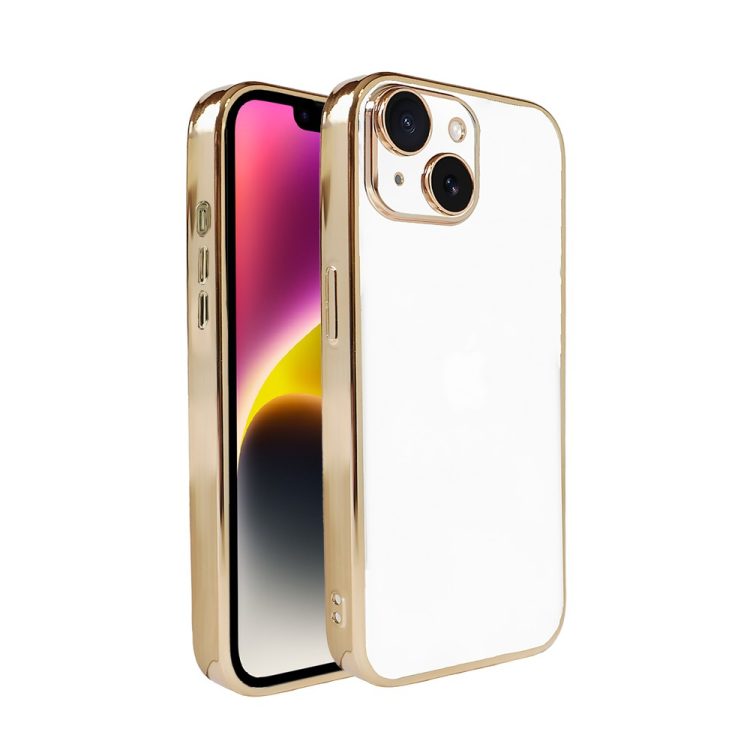 etui do iphone 14 plus slim golden z osłoną kamery, złote