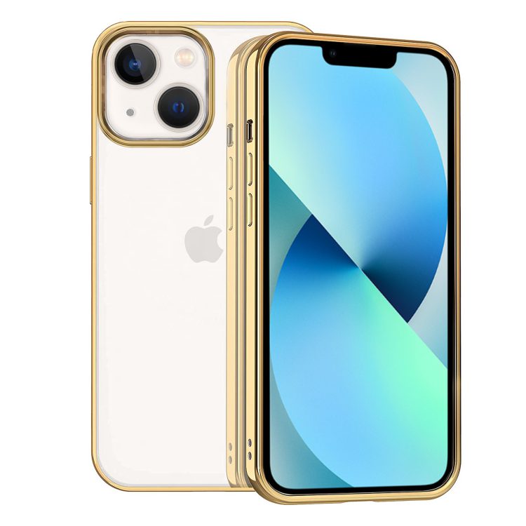 Etui do iPhone 13 JETech Simple Metallic gold przeźroczyste z ramką w kolorze złota
