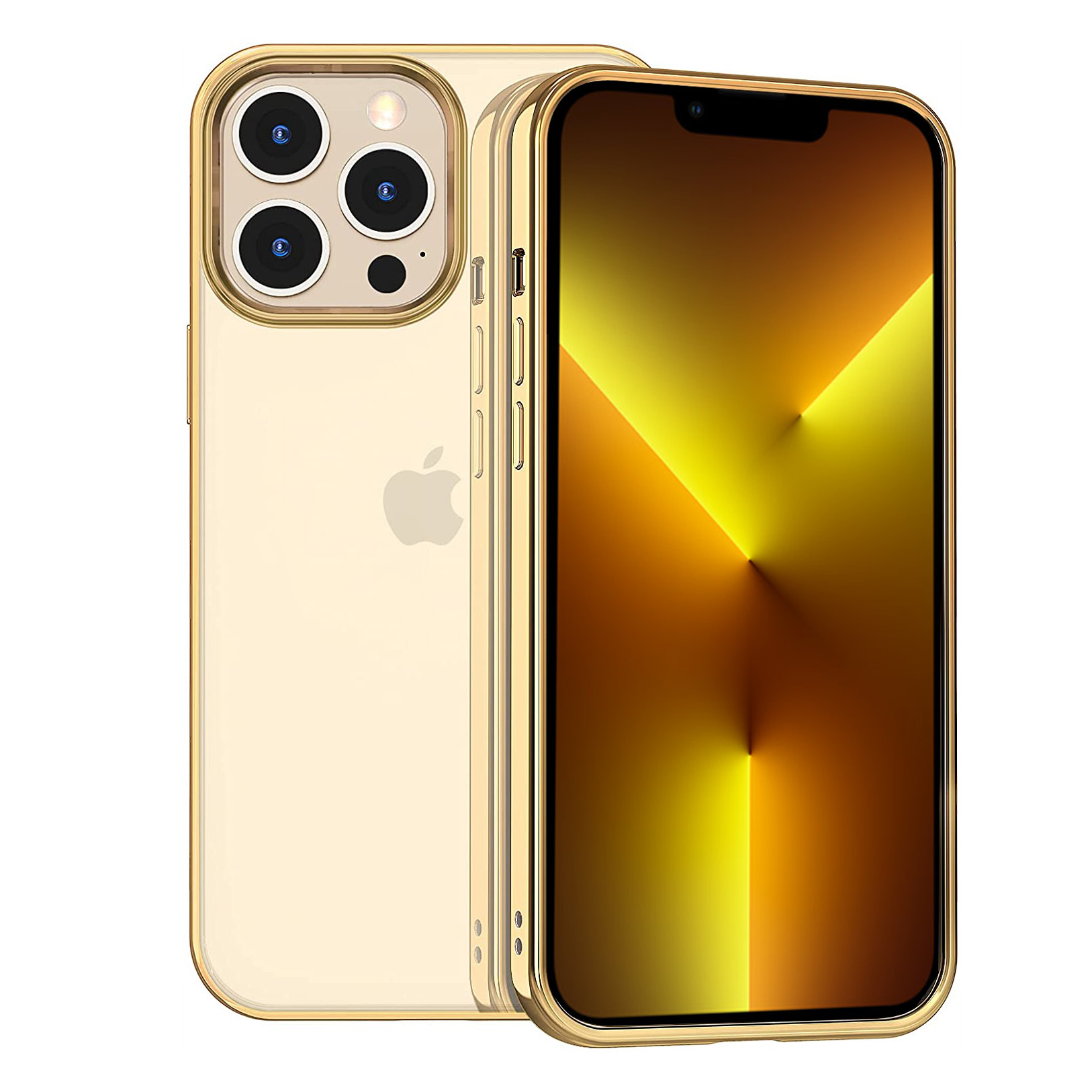 Etui do iPhone 13 Pro JETech Simple Metallic gold przeźroczyste z ramką w kolorze złota