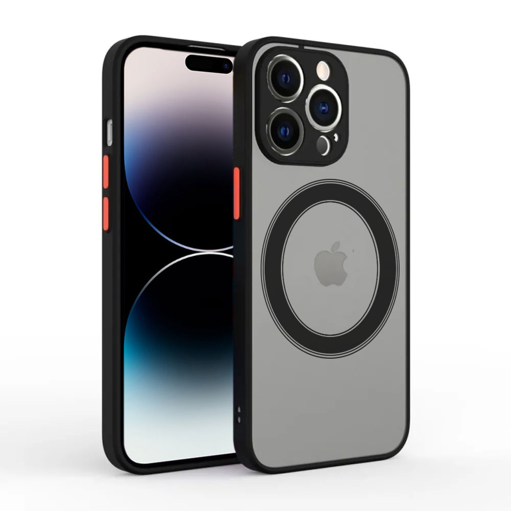Etui do iPhone 14 Pro Max MagSafe półprzeźroczyste matowe, ochrona obiektywu, czarne