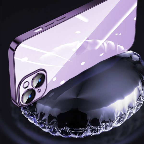 etui do iphone 14 premium protect full cover z osłoną kamery i obiektywów 9h, głęboka purpura