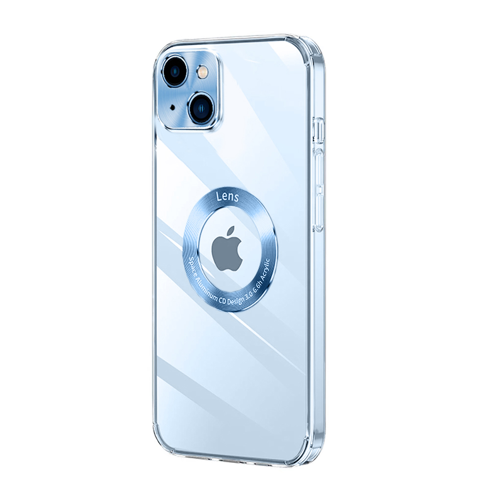 Etui do iPhone 13 Space Aluminium szklany tył z osłoną aparatu, błękitne