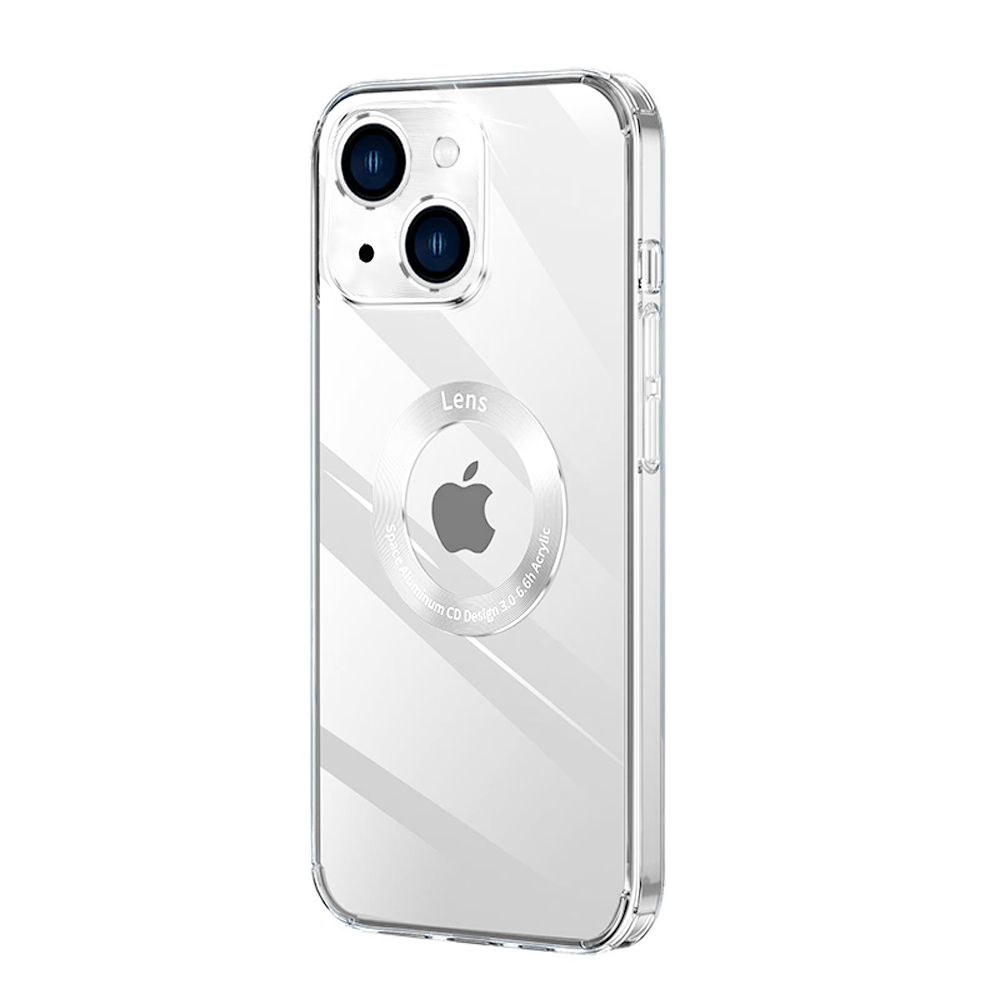 Etui do iPhone 14 Space Aluminium szklany tył z osłoną aparatu, srebrne