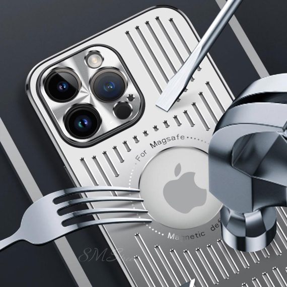 etui do iphone 14 pro metal defender magsafe z osłoną aparatu, metalowe, głęboka czerń