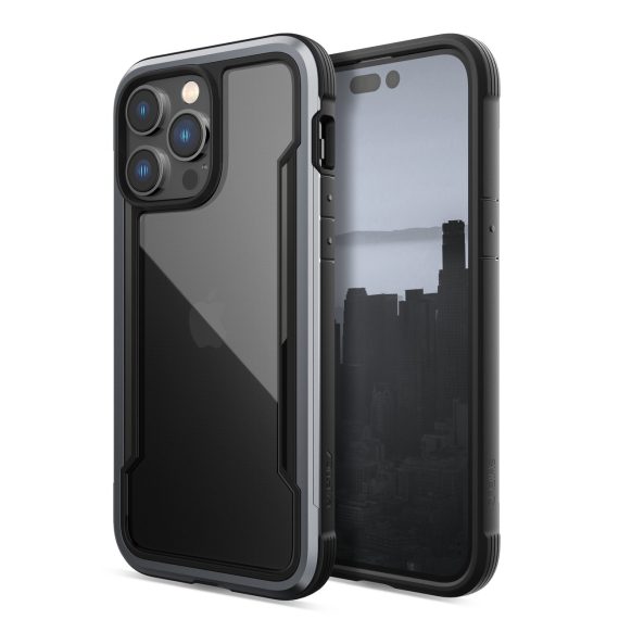 etui do iphone 14 pro max pancerne aluminiowa czarna ramka, przeźroczysty tył
