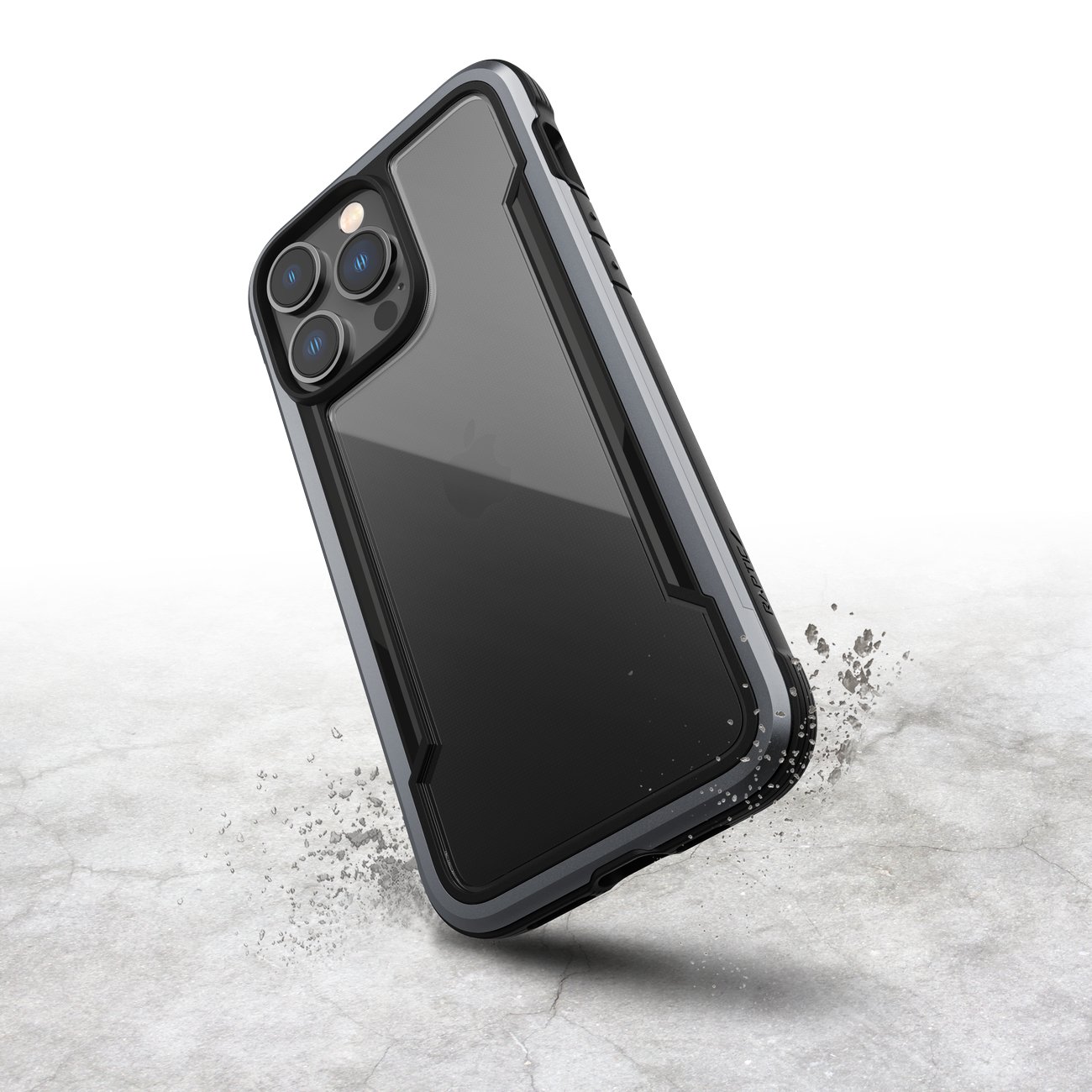 etui do iphone 14 pro max pancerne aluminiowa czarna ramka, przeźroczysty tył