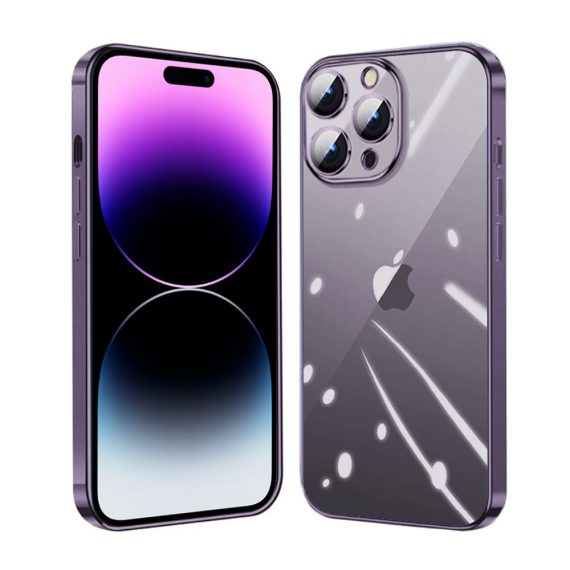etui do iphone 14 pro premium protect full cover z osłoną kamery i obiektywów 9h, głęboka purpura