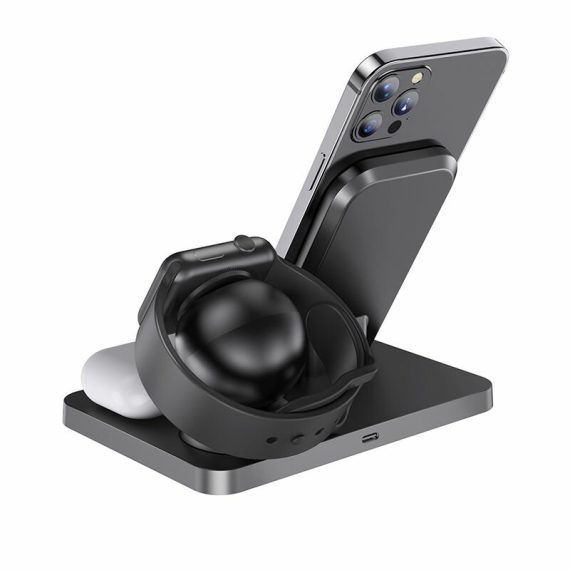 Ładowarka indukcyjna 3w1 iphone / apple watch / airpods czarna