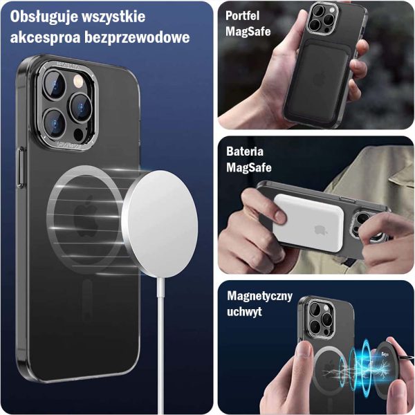 etui do iphone 14 pro silikonowe, matowe z mikrofibrą premium soft touch magsafe, czarne