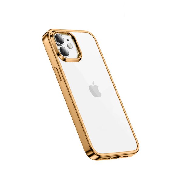 etui do iphone 12 mini jetech simple metallic gold przeźroczyste z ramką w kolorze złota