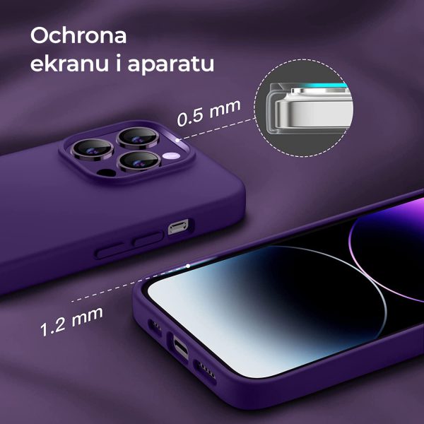 etui do iphone 14 pro silikonowe z mikrofibrą soft touch z osłoną na aparat, indygo (kopia)