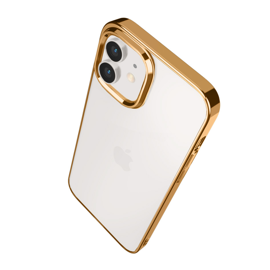 etui do iphone 12 mini jetech simple metallic gold przeźroczyste z ramką w kolorze złota