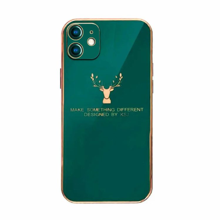 surphy do iphone 12 mini z nadrukiem, szmaragdowe ze złotą ramką