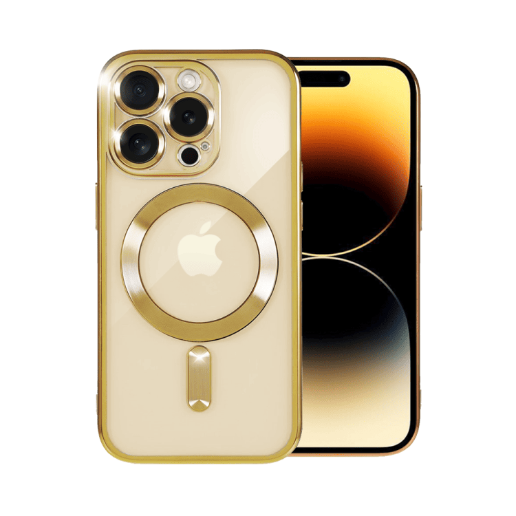 etui do iphone 14 pro magsafe luxury protect przeźroczyste, złote