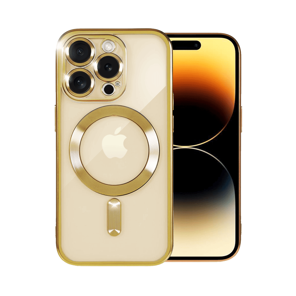 etui do iphone 14 pro magsafe luxury protect przeźroczyste, złote